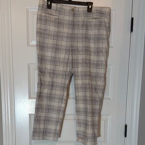Ann Taylor Beige and Black Plaid Pants